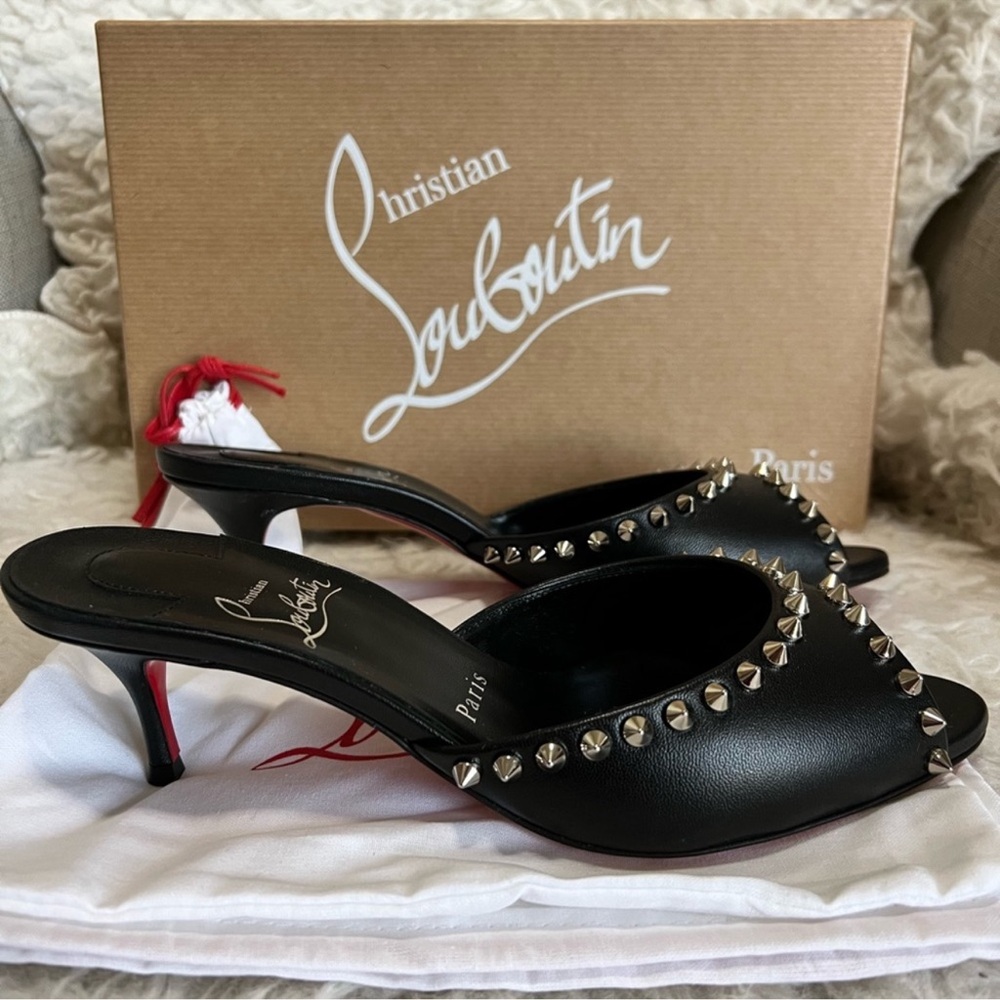 COPY - Christian Louboutin "Me Dolly" leather mule sandals spiked heeled